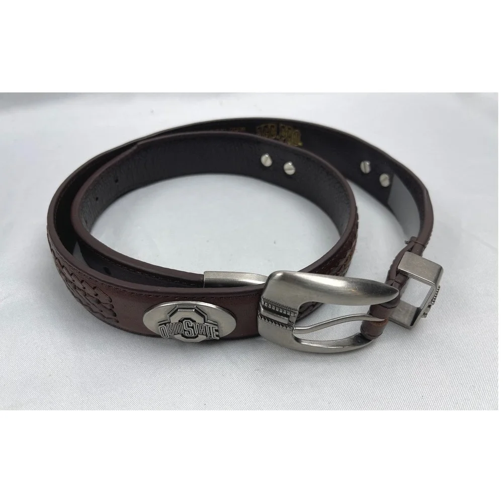 Zep-Pro Ohio State Buckeyes Mens 34 Brown Leather Western Concho Braided Belt